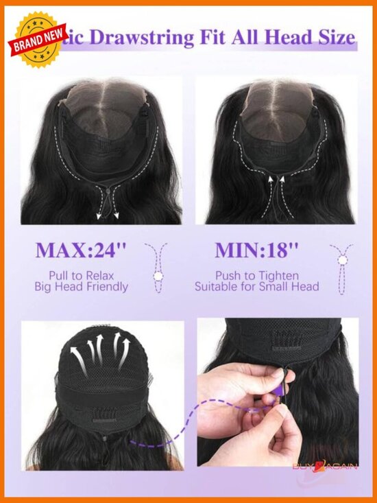 7x6 Lace Front Human Hair Wig Glueless 250% Density Body Wave 16 Inch main image 4
